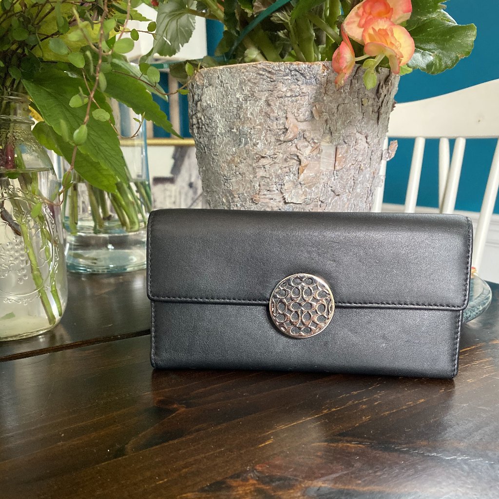 Coach Checkbook Wallet  Black